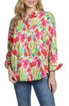 Apny Floral Print Boyfriend Button-up Shirt In Pink Multi