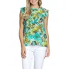 Apny Floral Print Flutter Sleeve Top In Green Multi
