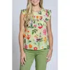 Apny Floral Print Flutter Sleeve Top In Yellow Multi