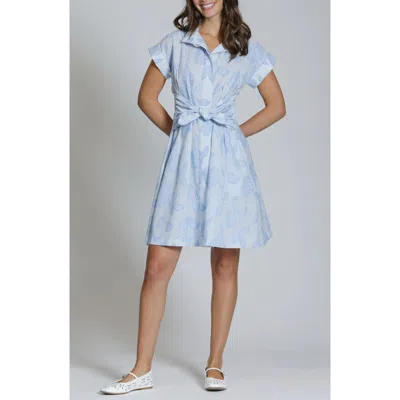 Apny Floral Stripe Shirtdress In Blue