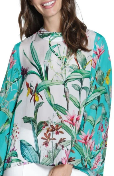 Apny Floral Top In Blue