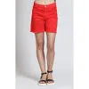Apny Fray Hem Cutoff Denim Shorts In Rocco Red