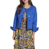 Apny Frayed Collarless Denim Jacket In Dazzling Blue