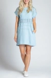 APNY APNY FRAYED GROMMET A-LINE CHAMBRAY DRESS