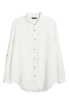 Apny Frayed Hem Button-up Shirt In White