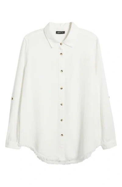 Apny Frayed Hem Button-up Shirt In White