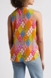 Apny Front Button Sleeveless Top In Yellow Multi