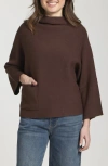 Apny Funnel Neck Patch Pocket Sweater In Brown