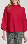 Apny Funnel Neck Patch Pocket Sweater In Red