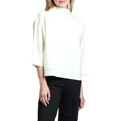 Apny Funnel Neck Patch Pocket Sweater In Winter White