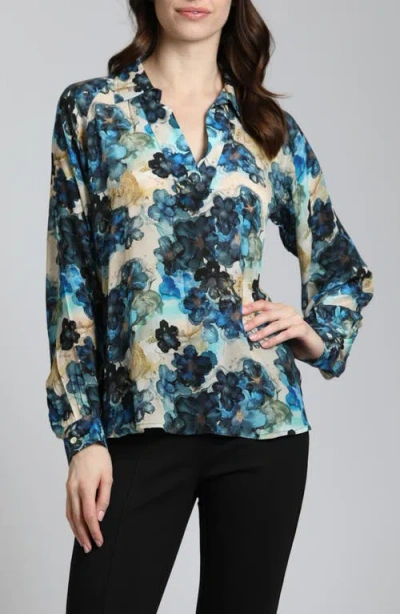 Apny Floral Print Popover Top In Multi