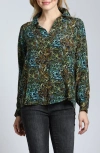 Apny Floral Print Popover Top In Green Multi