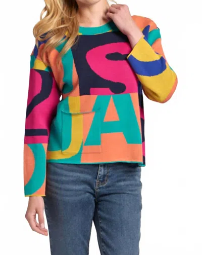 Apny Graphic Graffiti Pullover Sweater In Multi
