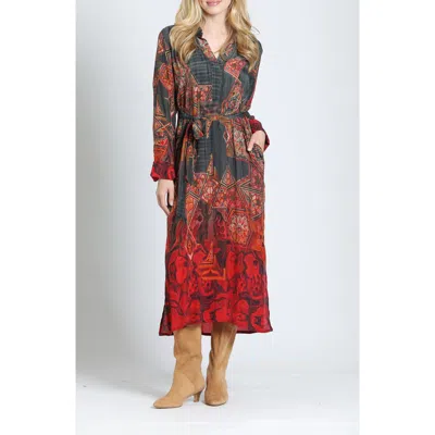 Apny Half Placket Maxi Dress In Multi