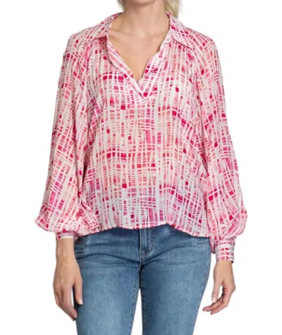 Apny Half-plaket Blouse In Pink