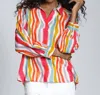Apny Half -plaket Pullover Blouse In Multi In Multi
