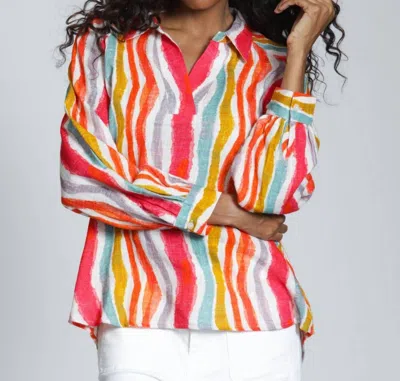 Apny Half -plaket Pullover Blouse In Multi