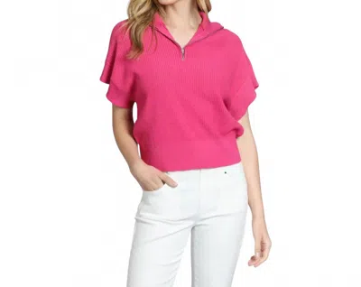 Apny Half Zip Knit Sweater In Pink