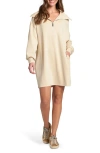 Apny Half Zip Long Sleeve Sweatshirt Dress In Neutral