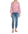 Apny Half-placket Pullover Blouse In Multi