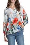 Apny Half-placket Pullover Blouse In Whispers In Bloom In Multi