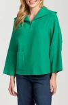 Apny Half Zip Pullover In Emerald In Emerald