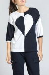 Apny Heart Two-tone Cotton Sweater In Black/white
