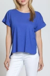Apny High-low Hem Cuffed T-shirt In Dazzling Blue