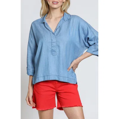 Apny High-low Shirt In Light Indigo