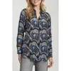 Apny Ikat Print Tunic Top In Blue
