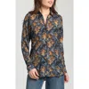 Apny Ikat Print Tunic Top In Gray