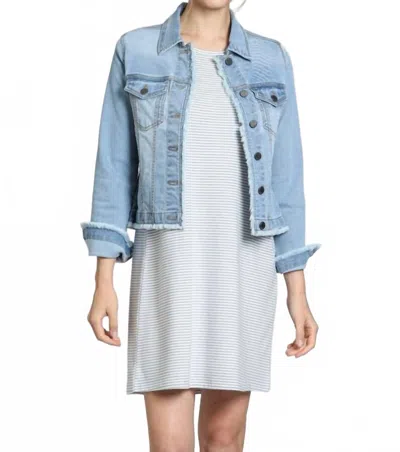 Apny Jean Jacket With Frayed Detail In Light Indigo In Blue