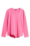 Apny Layered Hem Cotton Slub Top In Flamingo