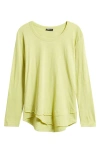 Apny Layered Hem Cotton Slub Top In Kiwi