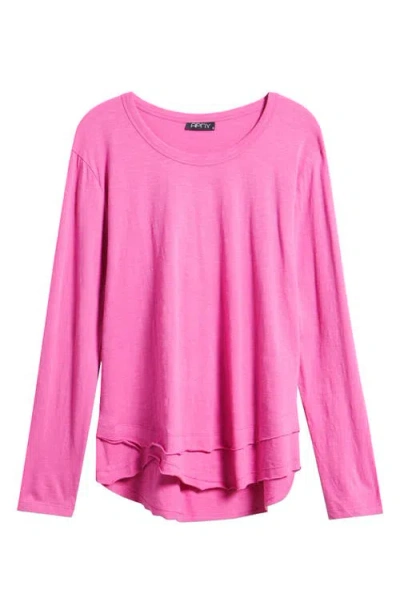 Apny Layered Hem Cotton Slub Top In Raspberry