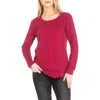 Apny Layered Hem Cotton Slub Top In Winter Berry