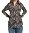 Apny Leaf Half Button-up Pullover Tunic In Multi