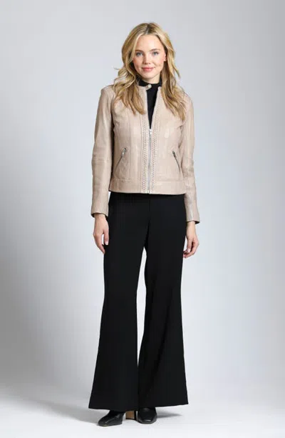 Apny Leather Zip Front Jacket In Atmosphere