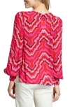 Apny Leopard Print Gathered Neck Chiffon Top In Pink Multi