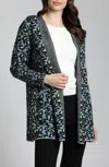 Apny Leopard Print Hooded Open Front Sweater Coat In Animal Print