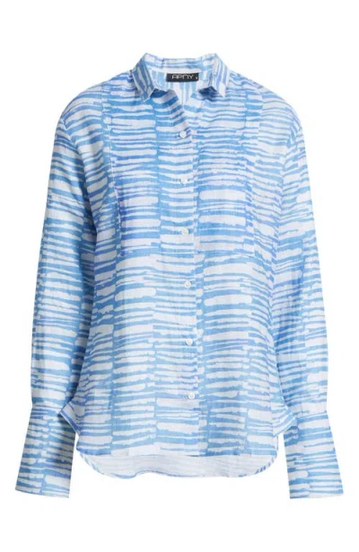 Apny Linen Button-up Shirt In Blue