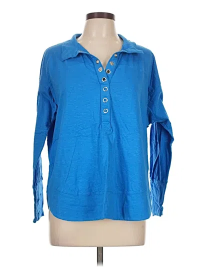 Pre-owned Apny Long Sleeve Blouse In Blue