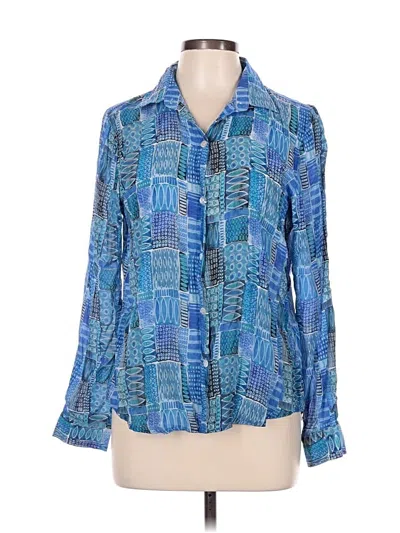 Pre-owned Apny Long Sleeve Blouse In Blue