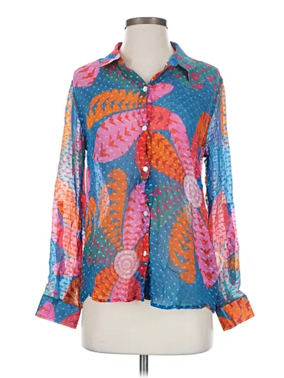 Pre-owned Apny Long Sleeve Blouse In Blue