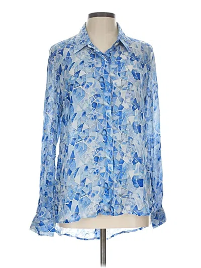Pre-owned Apny Long Sleeve Blouse In Blue