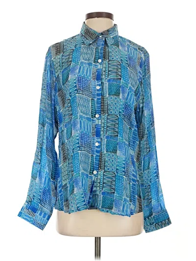 Pre-owned Apny Long Sleeve Blouse In Blue