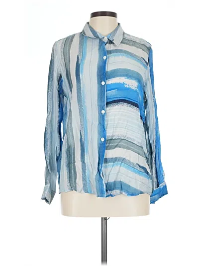 Pre-owned Apny Long Sleeve Blouse In Blue