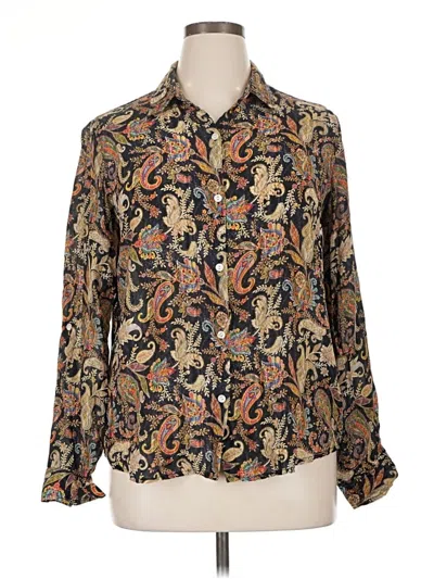 Pre-owned Apny Long Sleeve Blouse In Gold