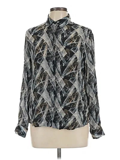 Pre-owned Apny Long Sleeve Blouse In Gray
