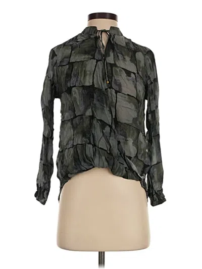 Pre-owned Apny Long Sleeve Blouse In Green